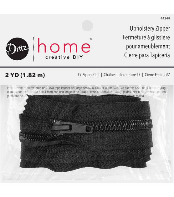 Dritz Home 72" Nylon Upholstery Zipper, Black, , hi-res, image 1