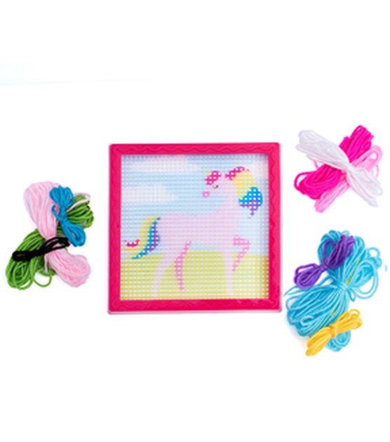 An easy beginner needlepoint kit designed for Kids of all ages. This canvas  which depicts a narwhal is stitch-painted onto 7 mesh needlepoint canvas  and comes with acrylic threads. – Needlepoint For