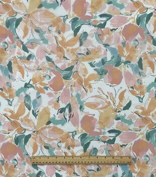 SALE Floral Printed Chiffon Fabric 7911 Tangerine, by the yard
