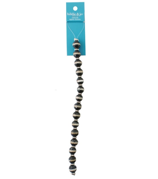 7" Black & Taupe Agate Stone Strung Beads by hildie & jo