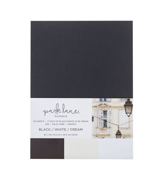 50 Sheet 6" x 8" Black & White Cardstock Paper Pack by Park Lane