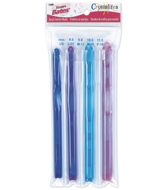 Crystalites Acrylic Crochet Hook Set Sizes L11 To P16 by Susan Bates