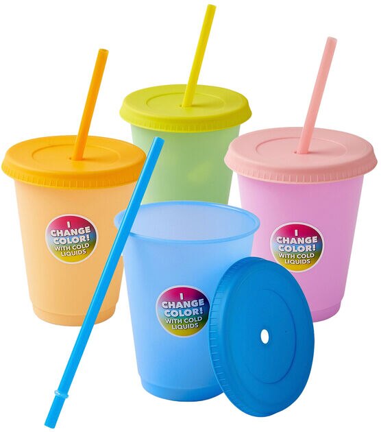 18oz Summer Color Changing Cup With Straw by Happy, , hi-res, image 1
