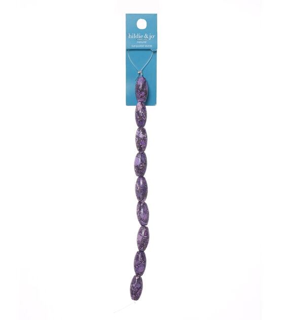 7" Purple Marble Pattern Oval Turquoise Stone Bead Strand by hildie & jo