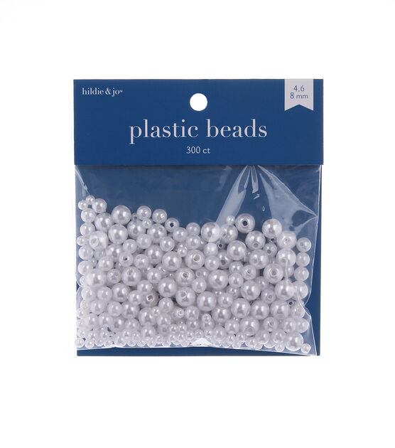 300pc White Assorted Plastic Pearl Beads by hildie & jo