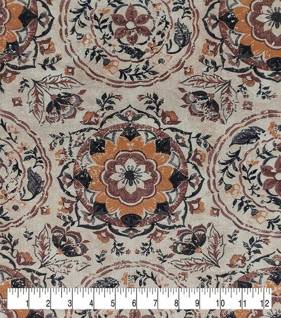 Round Medallion Tan Cotton Canvas Fabric, , hi-res, image 3