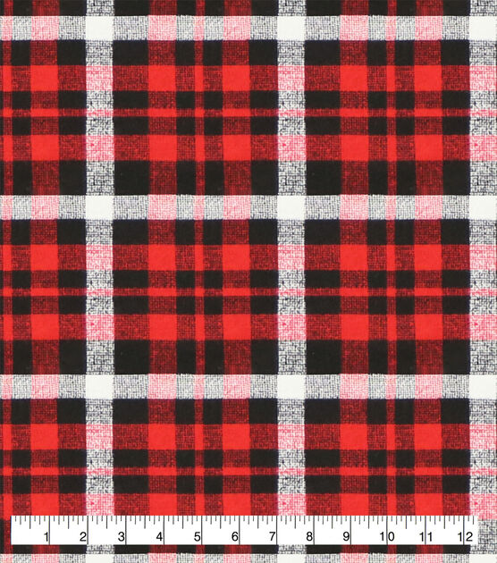 Alex Red & Gray Plaid Super Snuggle Flannel Fabric