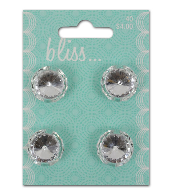 Bliss 7/8" Rimmed Faux Crystal Shank Buttons 4pk