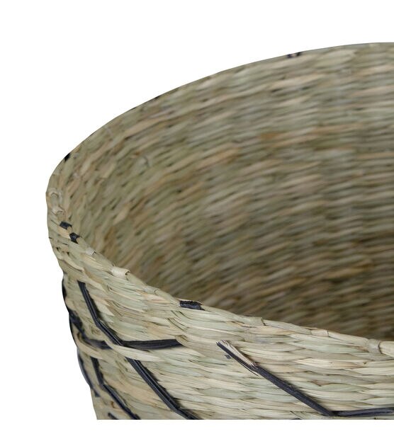 Northlight 12" Natural Brown & Black Woven Lattice Seagrass Basket, , hi-res, image 5