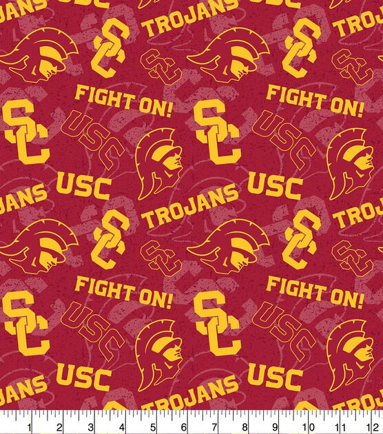 University of Southern California Trojans Cotton Fabric Tone on Tone