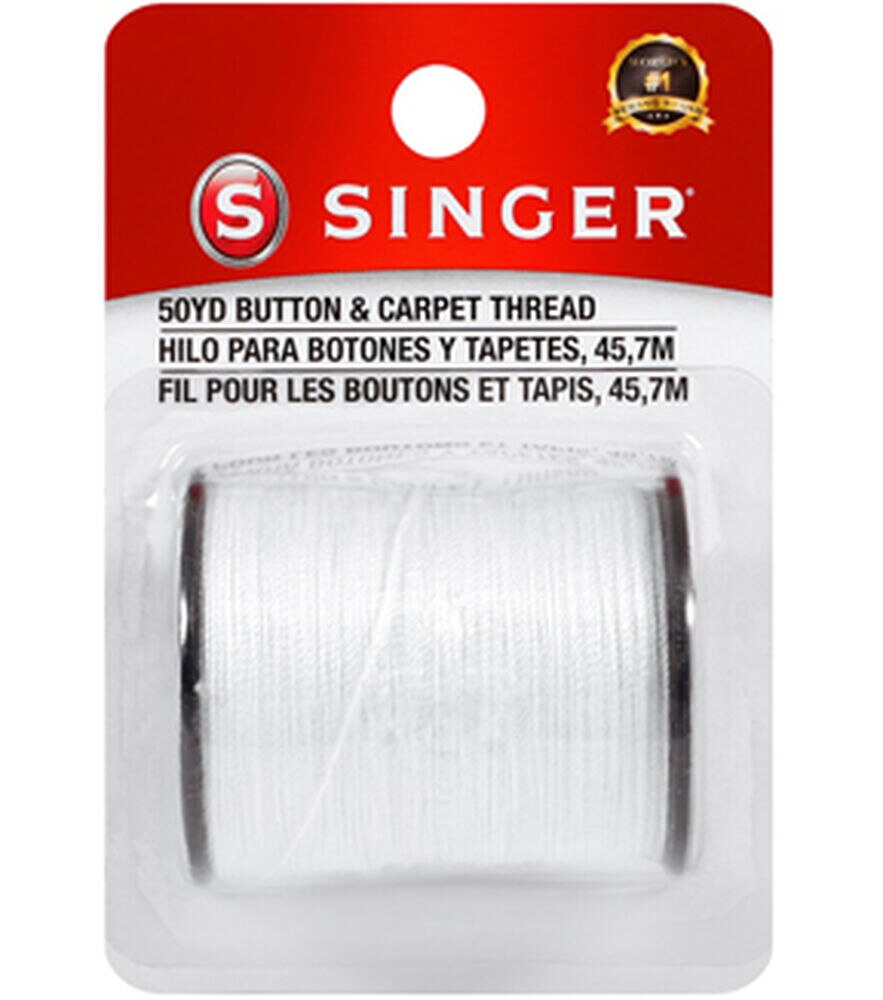 SINGER Button & Carpet Thread 50 Yds, White, swatch