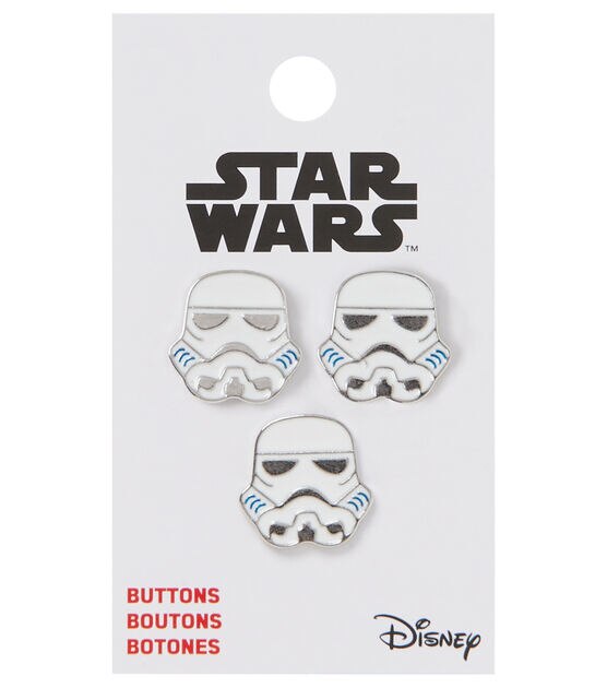 Blumenthal Lansing 5/8" Star Wars Stormtrooper Head Shank Buttons 3pk