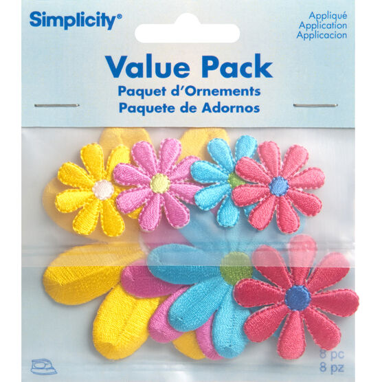 Simplicity 8ct Daisy Flowers Assorted Iron On Patches