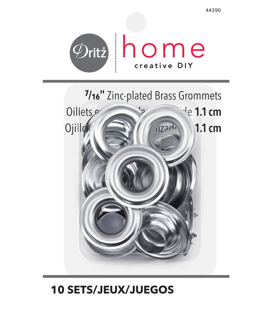 Dritz Home 7/16" Grommets, 10 pc, Zinc-Plated Brass