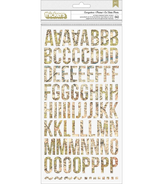 American Crafts Thickers Pack of 163 Everywhere Stickers Letters