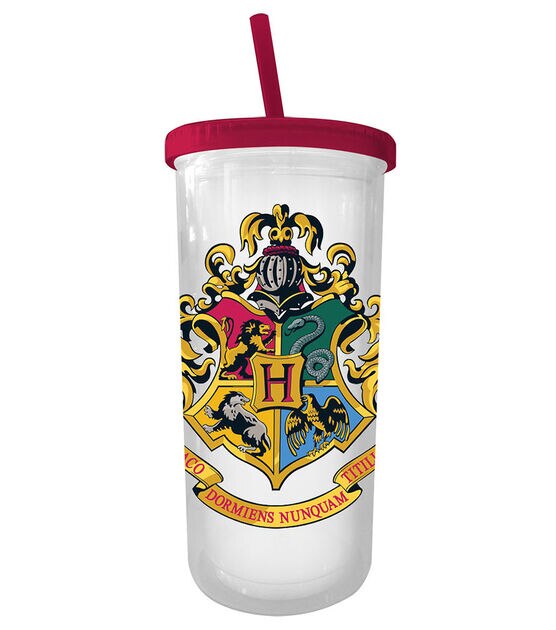 Harry Potter Hogwarts Crest Plastic Carnival Cup with Lid and Straw | 20 Ounces