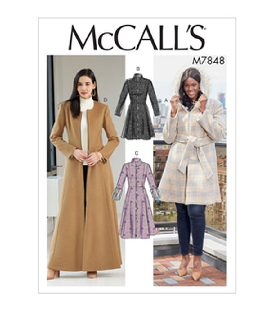 McCall's M7848 Size 8 to 24W Misses & Women's Petite Coat Sewing Pattern, Rr (18w-20w-22w-24w), swatch
