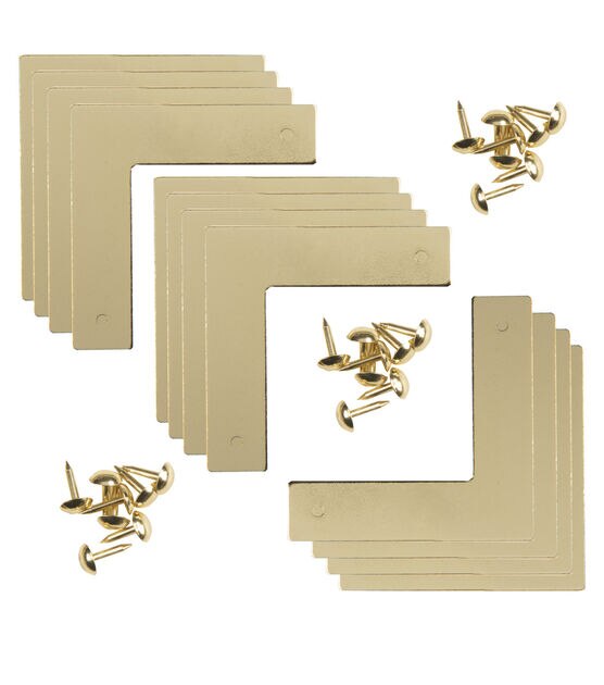 Smooth Campaign Hardware Corners, Small, 3 Pack, Brass