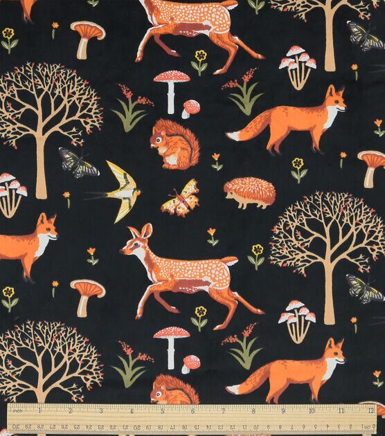 Soft & Minky Woodland Animals on Black Fleece Fabric, , hi-res, image 3