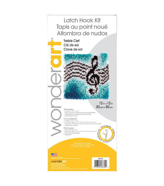 Wonderart Latch Hook Kit 12"X12" Treble Clef