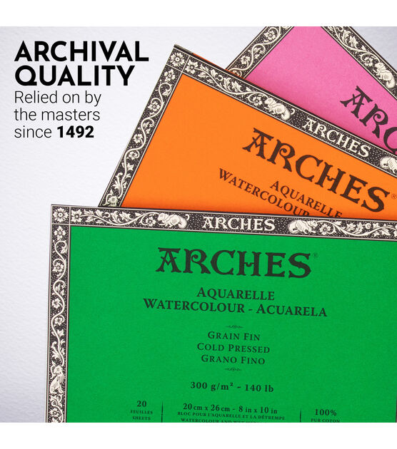 Arches 140 lb. Watercolor Block, Hot-Pressed, 8" x 10", , hi-res, image 6