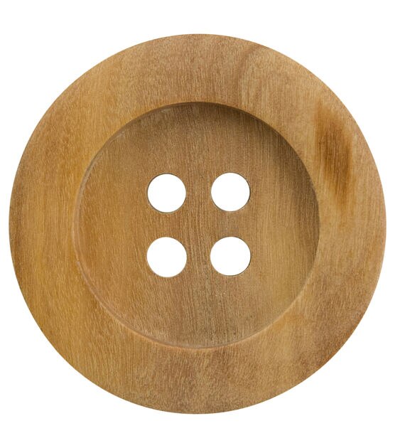 La Mode 1 1/2" Tan Wood Round 4 Hole Button, , hi-res, image 2