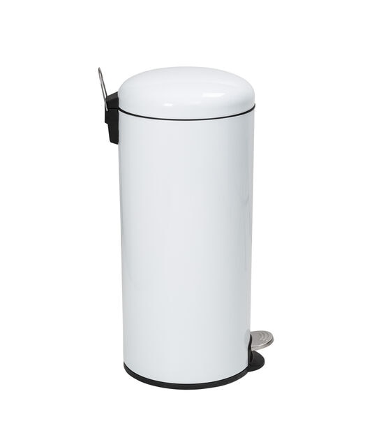 Honey Can Do 30 Liter White Steel Retro Round Step Trash Can, , hi-res, image 8