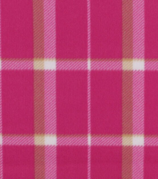 Hot Pink Plaid Blizzard Prints Fleece Fabric