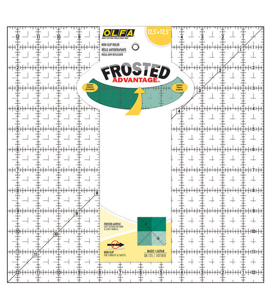 OLFA Frosted Advantage Non Slip Ruler The Standard 12-1/2"X12-1/2"