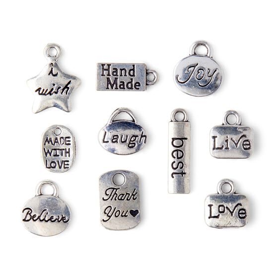 10ct Silver Metal Word Charms by hildie & jo, , hi-res, image 2