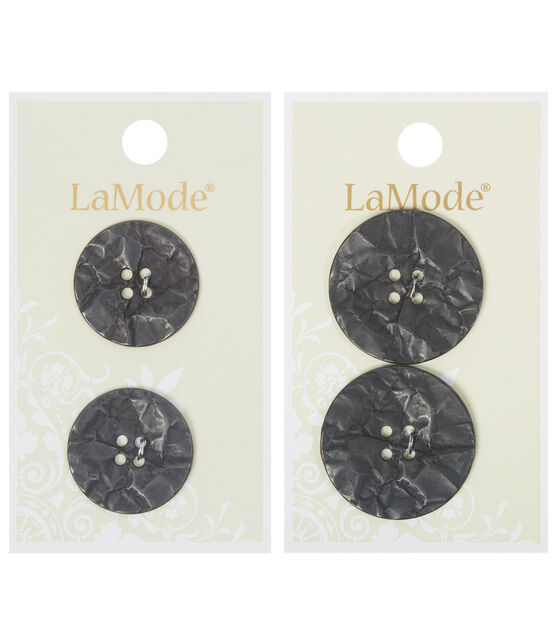 La Mode 1 1/8" Black Textured Metal 4 Hole Buttons 2pk, , hi-res, image 6