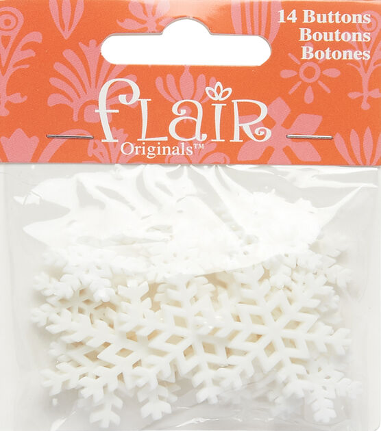 Flair Originals 14pc White Snowflake Buttons