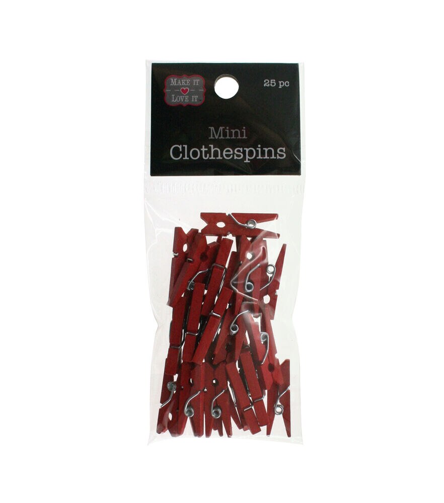 Make It Love It 25 pk Mini Clothespins, Red, swatch
