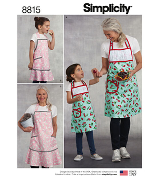 Simplicity S8815 Size S & L Children's & Misses Aprons Sewing Pattern