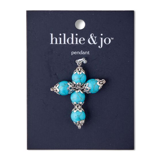 Turquoise Stone Cross Pendant by hildie & jo