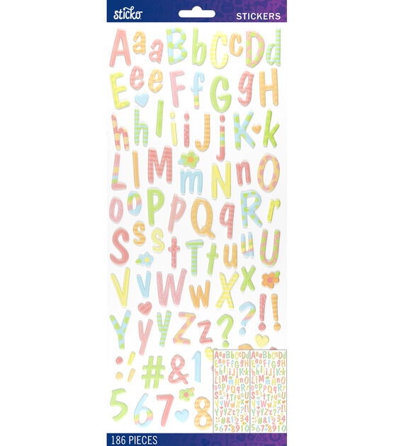 Sticko Puffy Dom Casual Dimensional Alphabet Stickers Pastel
