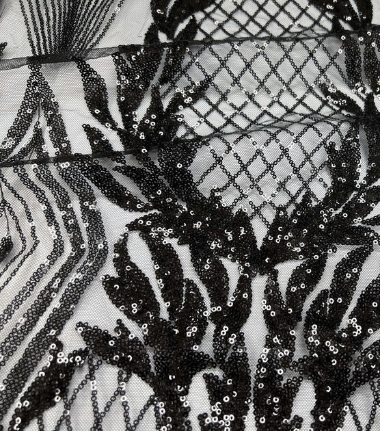 Tapestry Sequin Panel Black Mesh Fabric, , hi-res, image 4