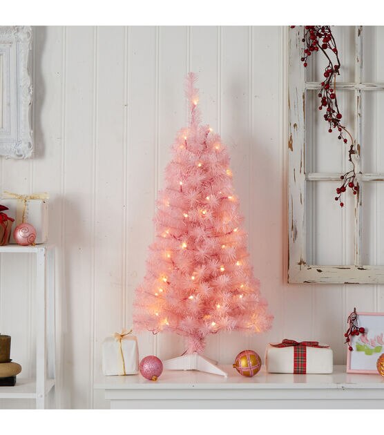 Nearly Natural 3' Warm White Pre Lit Pink Pine Christmas Tree, , hi-res, image 7
