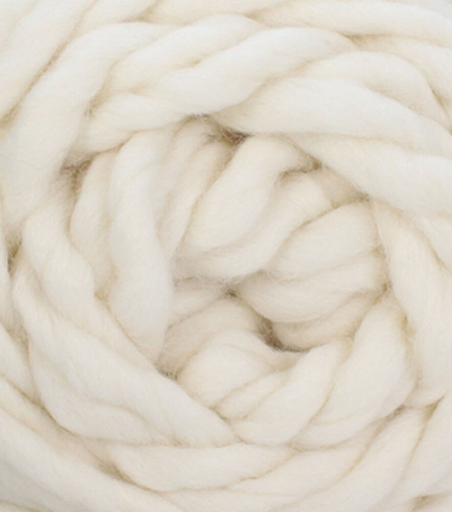 Cozy 87.5yds Super Bulky Wool Blend Yarn by K+C, Winter White, swatch, image 1