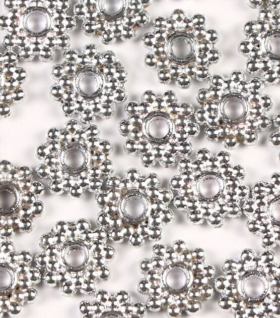 9mm Silver Cast Metal Bubbled Star Spacer Beads 22pc by hildie & jo, , hi-res, image 3