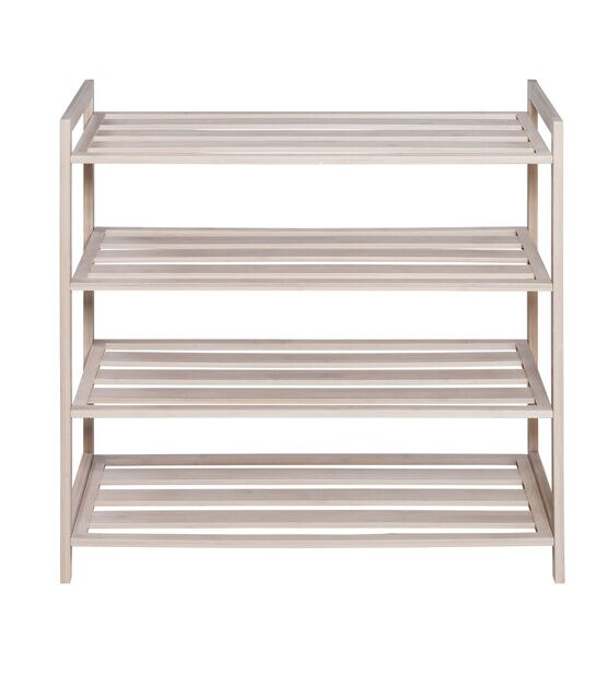Honey Can Do 27.5" White Wash 4 Tier Bamboo Shoe Rack 60lbs, , hi-res, image 8