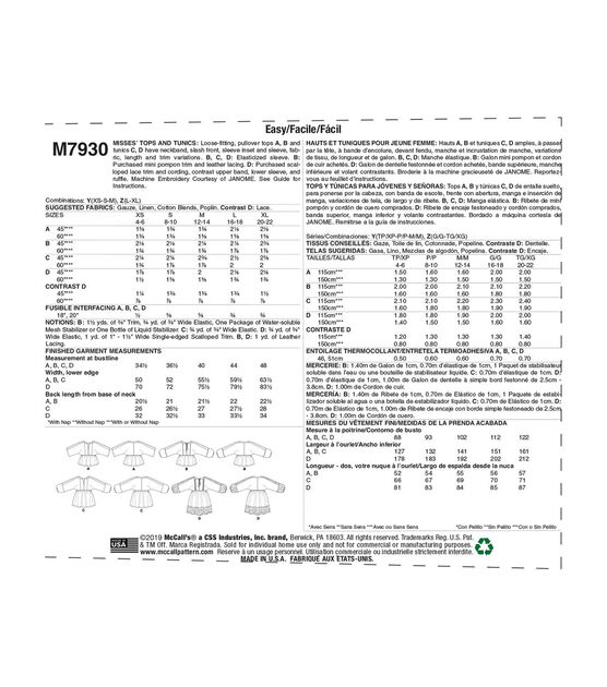 McCall's M7930 Misses Top/Vest Pattern Size XSM-XLG, , hi-res, image 4