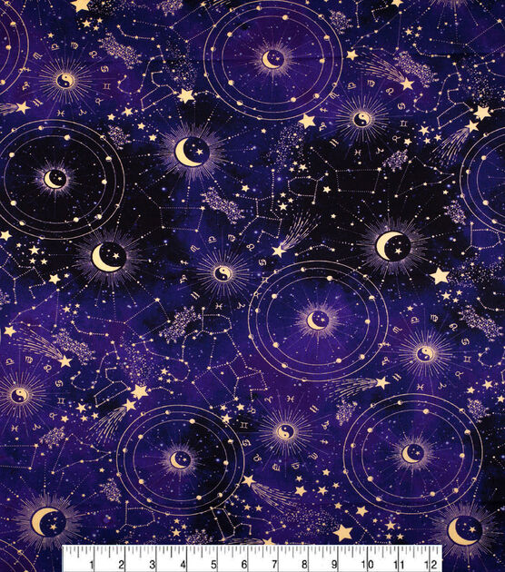 Novelty Cotton Fabric Purple Celestial, , hi-res, image 2