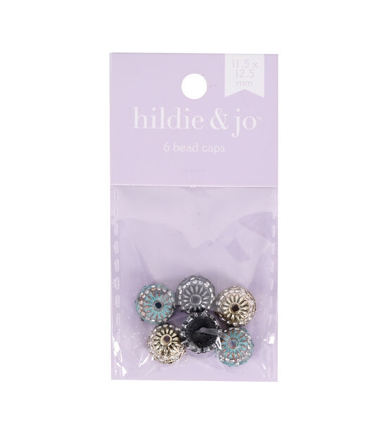 12.5mm Multi Plated Metal Clear Stone Bead Caps 6ct by hildie & jo