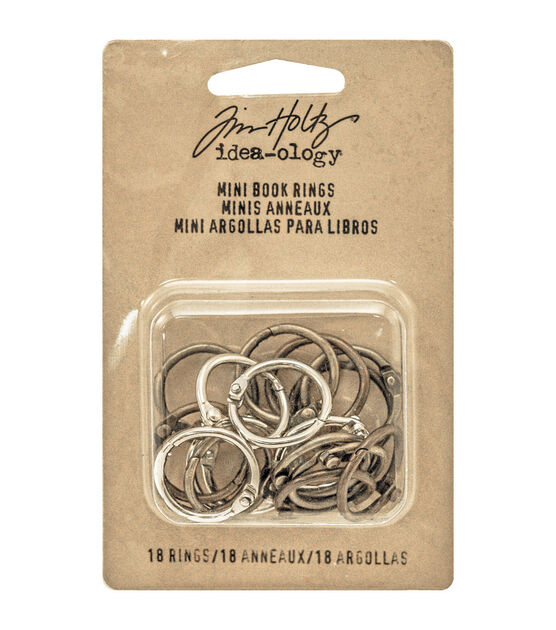 Tim Holtz Idea Ology 18ct Silver Antique Brass & Copper Mini Book Rings