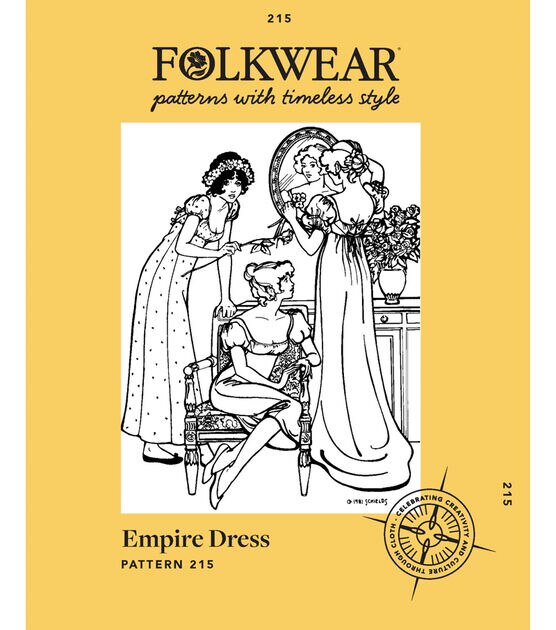 Folkwear 215 Size S to 3XL Misses Empire Dress Sewing Pattern