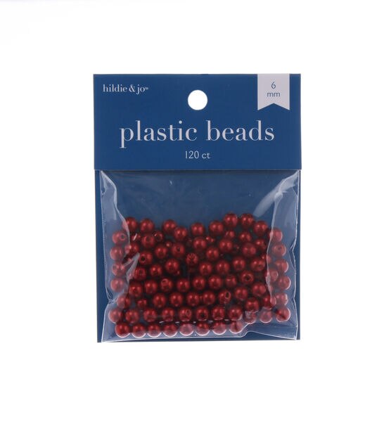 6mm Red Round Plastic Pearl Beads 120pc by hildie & jo