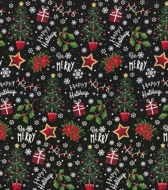 Fabric Traditions Happy Holiday & Be Merry Christmas Cotton Fabric, , hi-res, image 2