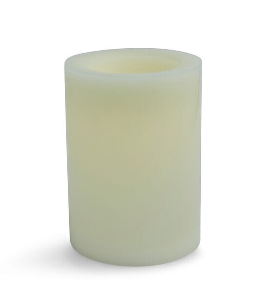 6" x 8" LED Cream Smooth Wax Pillar Candle by Hudson 43, , hi-res, image 2