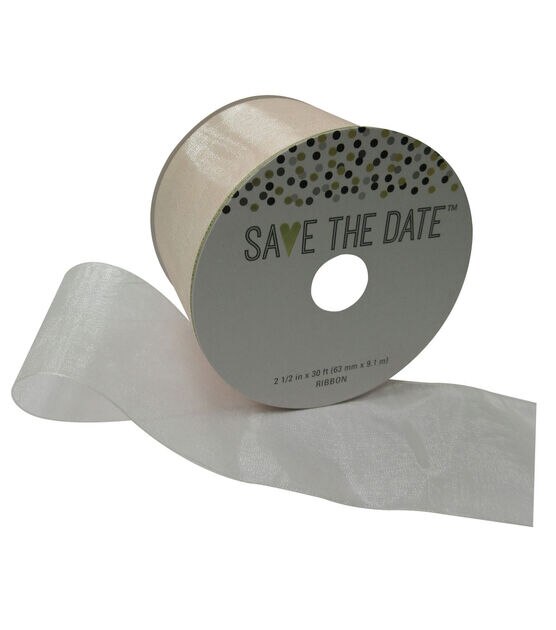 Save the Date 2.5'' X 30' Ribbon Blush Sheer